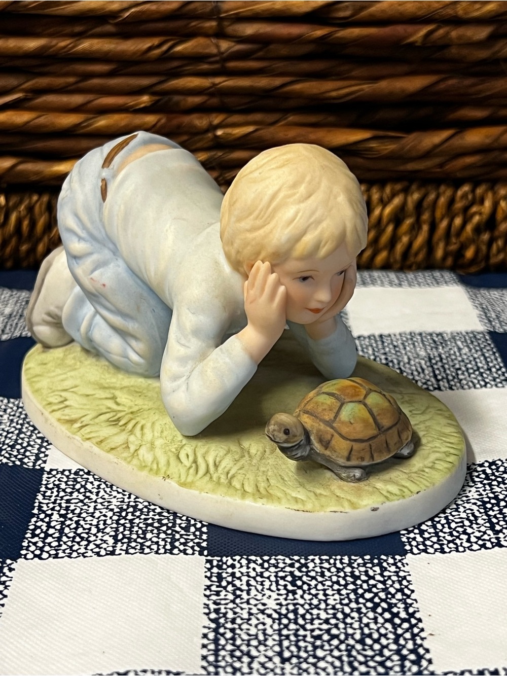 Vintage Frances Hook "Finish Line" Figurine – Boy and Turtle – Roman Inc. 1983
